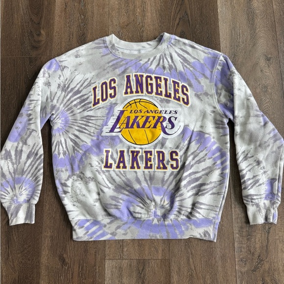 Lakers Sweatshirt.  Women’s size medium.  Purple and grey tie dye. - Picture 1 of 6